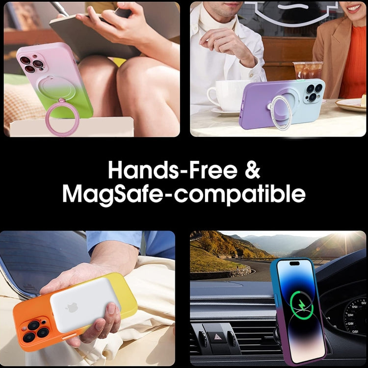 For iPhone 12 Gradient TPU MagSafe Holder Phone Case(Gray Purple) - free shipping - PMC TechLife - Order now!