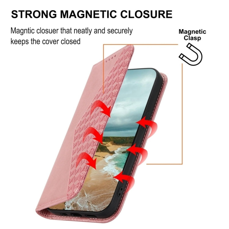 For Xiaomi 14 Cubic Grid Calf Texture Magnetic Leather Phone Case(Rose Gold) - 14 Cases by PMC TechLife | Online Shopping South Africa | PMC TechLife | Buy Now Pay Later Mobicred