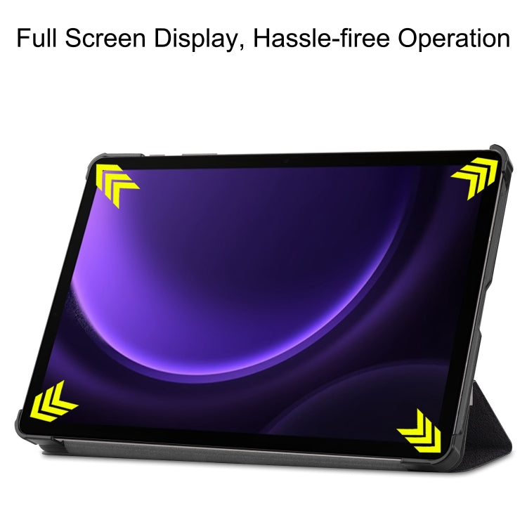 For Samsung Galaxy Tab S9 FE Custer Painted 3-Fold Holder Smart Leather Tablet Case(Big Eye Me) - Galaxy Tab S9 FE by PMC TechLife | Online Shopping South Africa | PMC TechLife