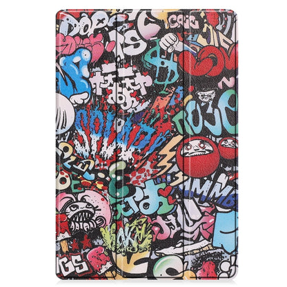 For Samsung Galaxy Tab S9 FE+ / S10+ Custer Painted 3-Fold Holder Smart Leather Tablet Case(Graffiti) - Galaxy Tab S9 FE+ by PMC Jewellery | Online Shopping South Africa | PMC Jewellery | Buy Now Pay Later Mobicred