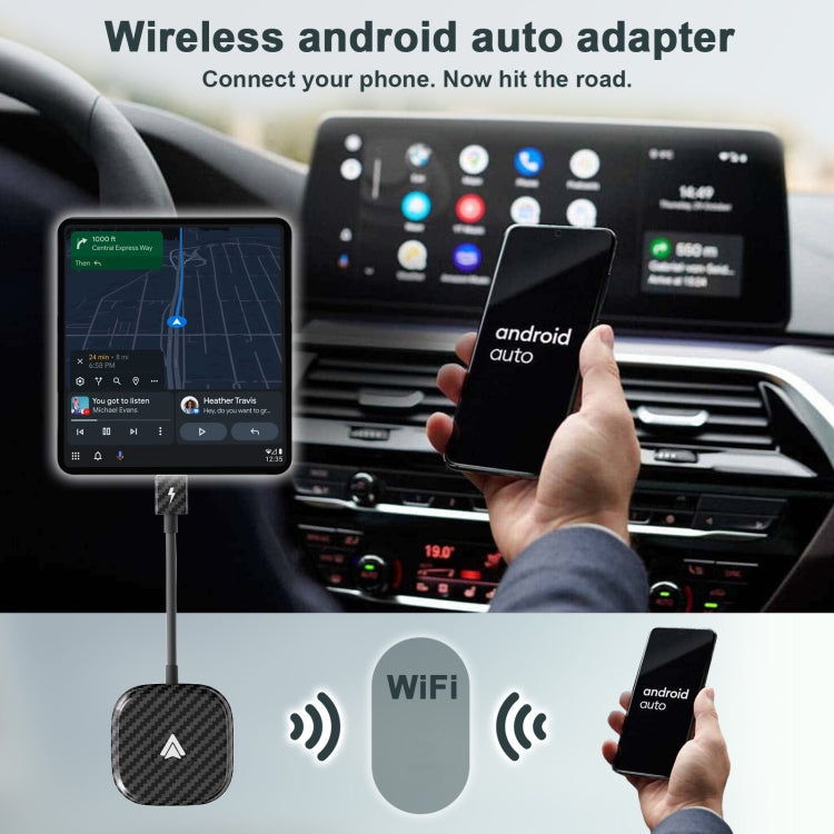 Carbon Fiber USB + USB-C / Type-C Wired to Wireless Carplay Adapter for Android(Black) - Bluetooth Adapters by PMC Jewellery | Online Shopping South Africa | PMC Jewellery | Buy Now Pay Later Mobicred