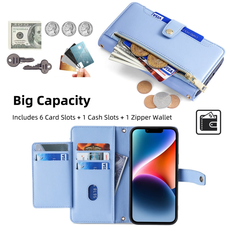 For Honor X7a Sheep Texture Cross-body Zipper Wallet Leather Phone Case(Blue) - Honor Cases by PMC TechLife | Online Shopping South Africa | PMC TechLife | Buy Now Pay Later Mobicred