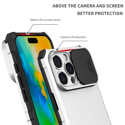 For iPhone 16 Pro Stereoscopic Holder Sliding Camshield Phone Case(White) - iPhone 16 Pro Cases by PMC Jewellery | Online Shopping South Africa | PMC Jewellery | Buy Now Pay Later Mobicred