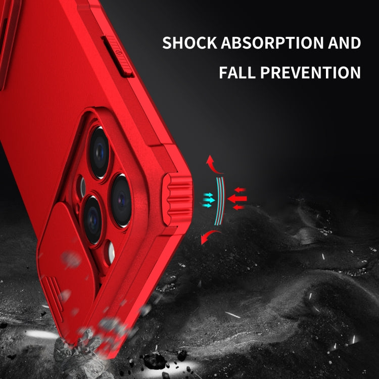 For iPhone 16 Pro Stereoscopic Holder Sliding Camshield Phone Case(Red) - iPhone 16 Pro Cases by PMC Jewellery | Online Shopping South Africa | PMC Jewellery | Buy Now Pay Later Mobicred