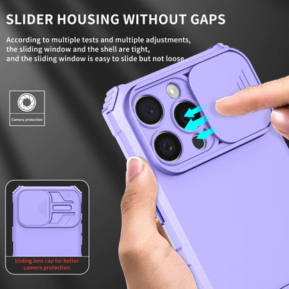 For iPhone 16 Pro Stereoscopic Holder Sliding Camshield Phone Case(Purple) - iPhone 16 Pro Cases by PMC Jewellery | Online Shopping South Africa | PMC Jewellery | Buy Now Pay Later Mobicred