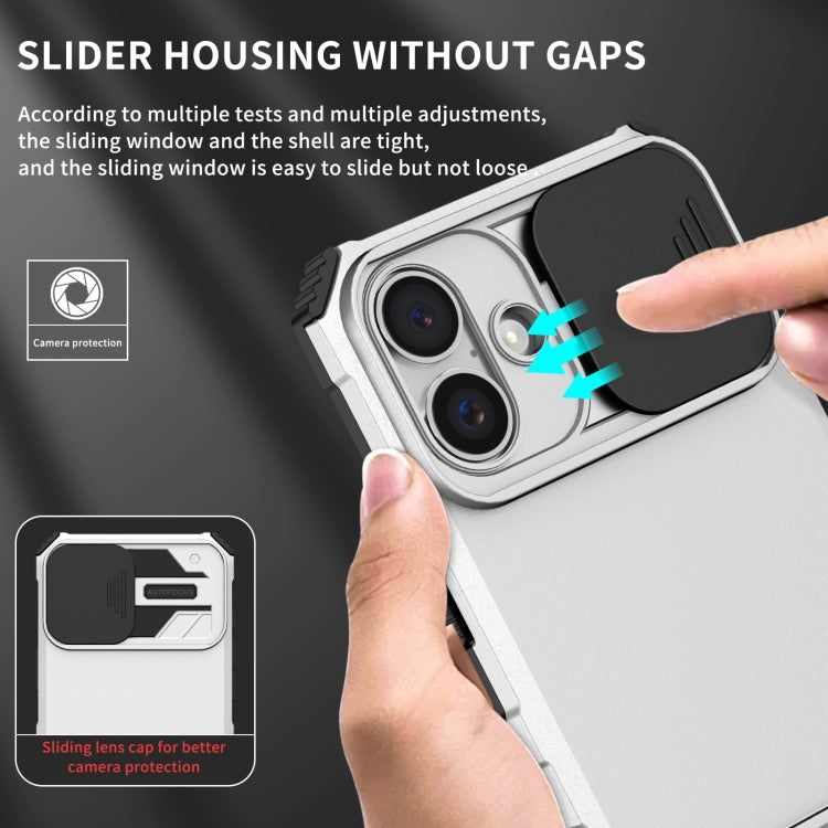 For iPhone 16 Plus Stereoscopic Holder Sliding Camshield Phone Case(White) - iPhone 16 Plus Cases by PMC Jewellery | Online Shopping South Africa | PMC Jewellery | Buy Now Pay Later Mobicred