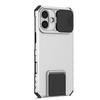 For iPhone 16 Stereoscopic Holder Sliding Camshield Phone Case(White) - iPhone 16 Cases by PMC Jewellery | Online Shopping South Africa | PMC Jewellery | Buy Now Pay Later Mobicred