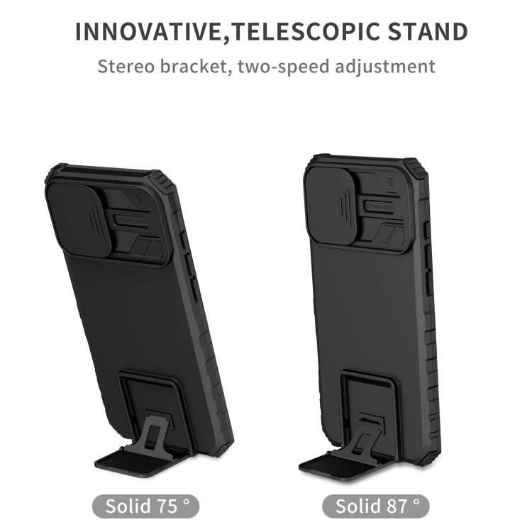 For iPhone 16 Stereoscopic Holder Sliding Camshield Phone Case(Black) - iPhone 16 Cases by PMC Jewellery | Online Shopping South Africa | PMC Jewellery | Buy Now Pay Later Mobicred