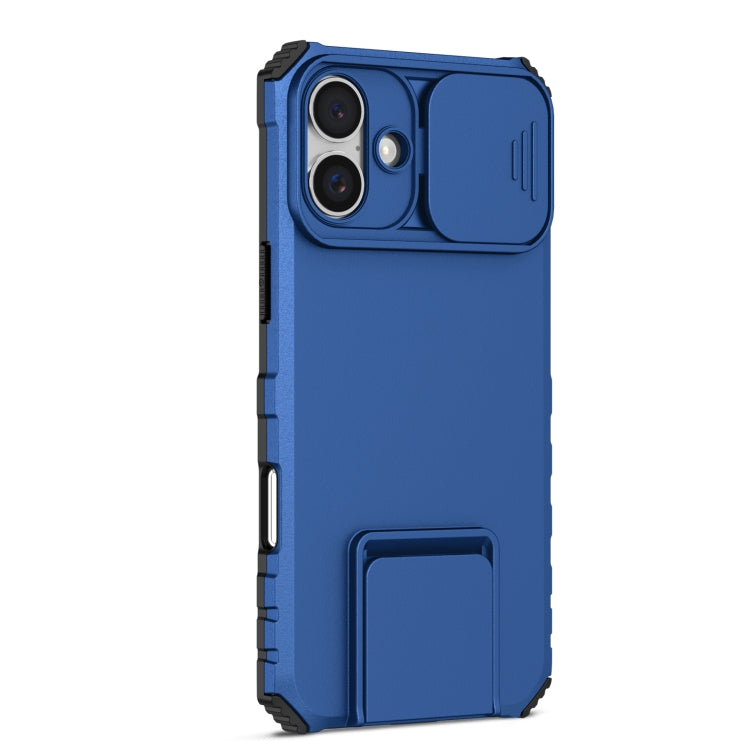 For iPhone 16 Stereoscopic Holder Sliding Camshield Phone Case(Blue) - iPhone 16 Cases by PMC Jewellery | Online Shopping South Africa | PMC Jewellery | Buy Now Pay Later Mobicred