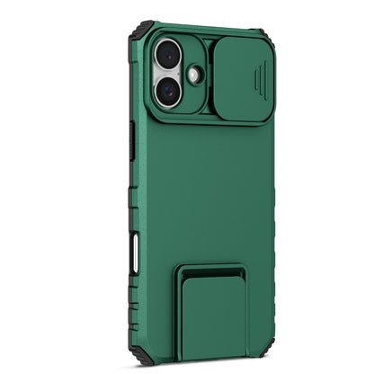 For iPhone 16 Stereoscopic Holder Sliding Camshield Phone Case(Green) - iPhone 16 Cases by PMC Jewellery | Online Shopping South Africa | PMC Jewellery | Buy Now Pay Later Mobicred