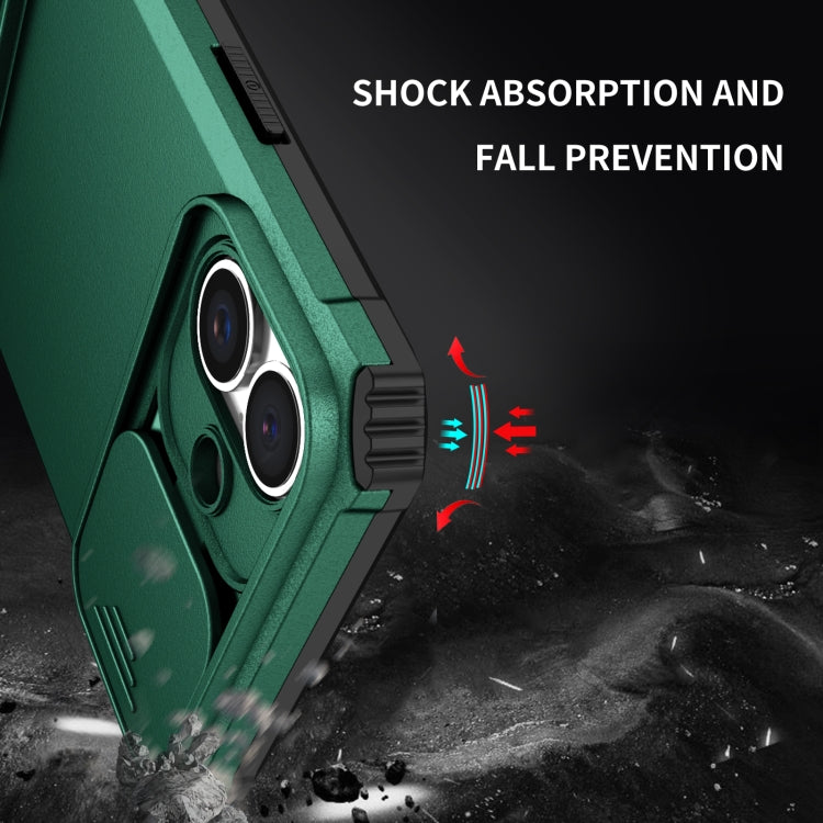 For iPhone 16 Stereoscopic Holder Sliding Camshield Phone Case(Green) - iPhone 16 Cases by PMC TechLife | Online Shopping South Africa | PMC TechLife | Buy Now Pay Later Mobicred
