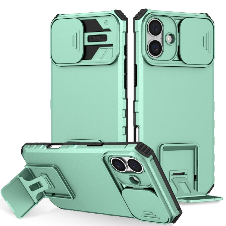 For iPhone 16 Stereoscopic Holder Sliding Camshield Phone Case(Light Blue) - iPhone 16 Cases by PMC Jewellery | Online Shopping South Africa | PMC Jewellery | Buy Now Pay Later Mobicred