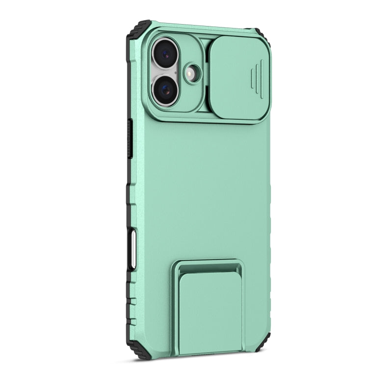 For iPhone 16 Stereoscopic Holder Sliding Camshield Phone Case(Light Blue) - iPhone 16 Cases by PMC Jewellery | Online Shopping South Africa | PMC Jewellery | Buy Now Pay Later Mobicred