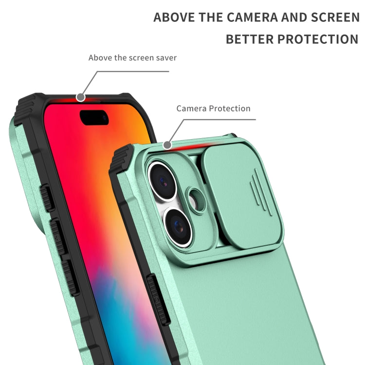 For iPhone 16 Stereoscopic Holder Sliding Camshield Phone Case(Light Blue) - iPhone 16 Cases by PMC Jewellery | Online Shopping South Africa | PMC Jewellery | Buy Now Pay Later Mobicred