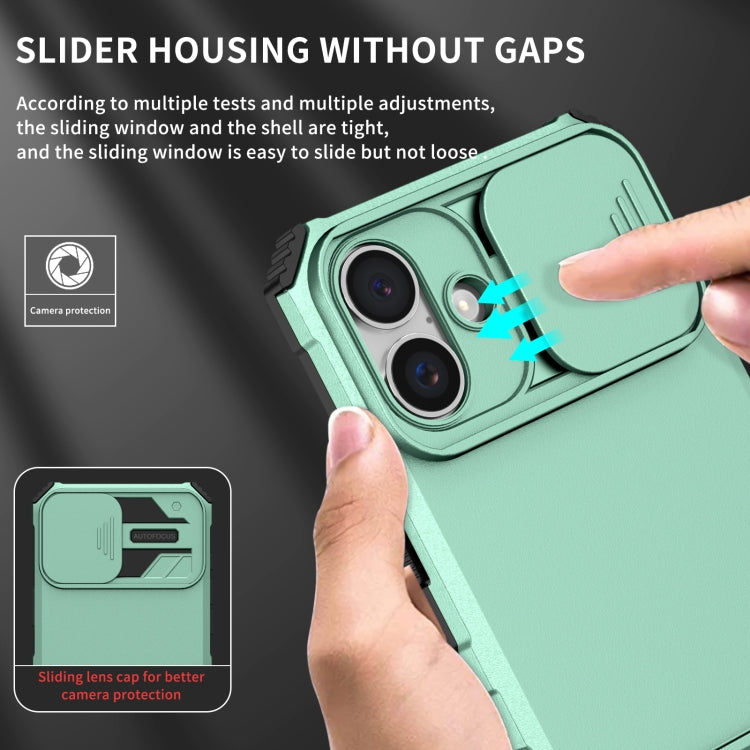 For iPhone 16 Stereoscopic Holder Sliding Camshield Phone Case(Light Blue) - iPhone 16 Cases by PMC Jewellery | Online Shopping South Africa | PMC Jewellery | Buy Now Pay Later Mobicred