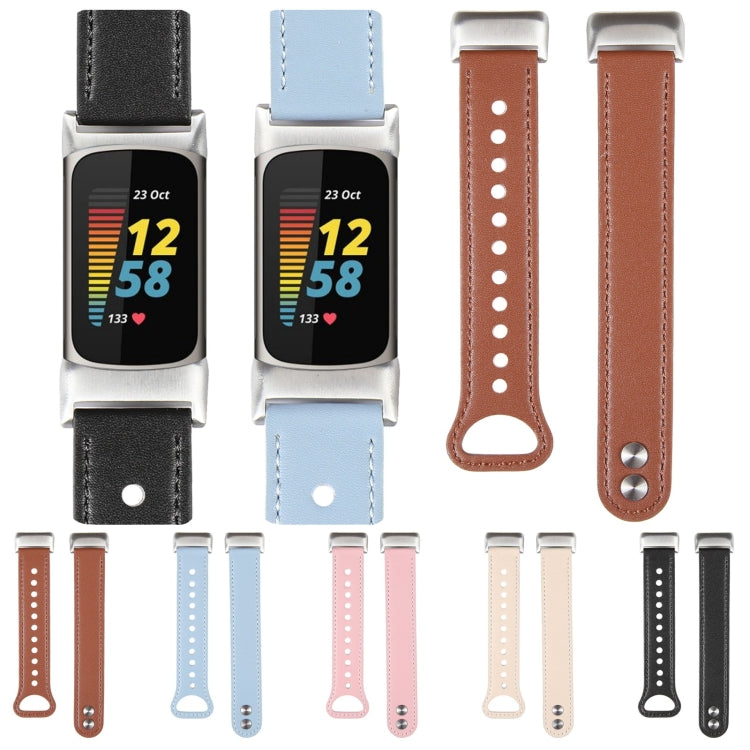 For Fitbit Charge 5 PU Leather Replacement Watch Band(Blue) - Watch Bands by PMC TechLife | Online Shopping South Africa | PMC TechLife | Buy Now Pay Later Mobicred