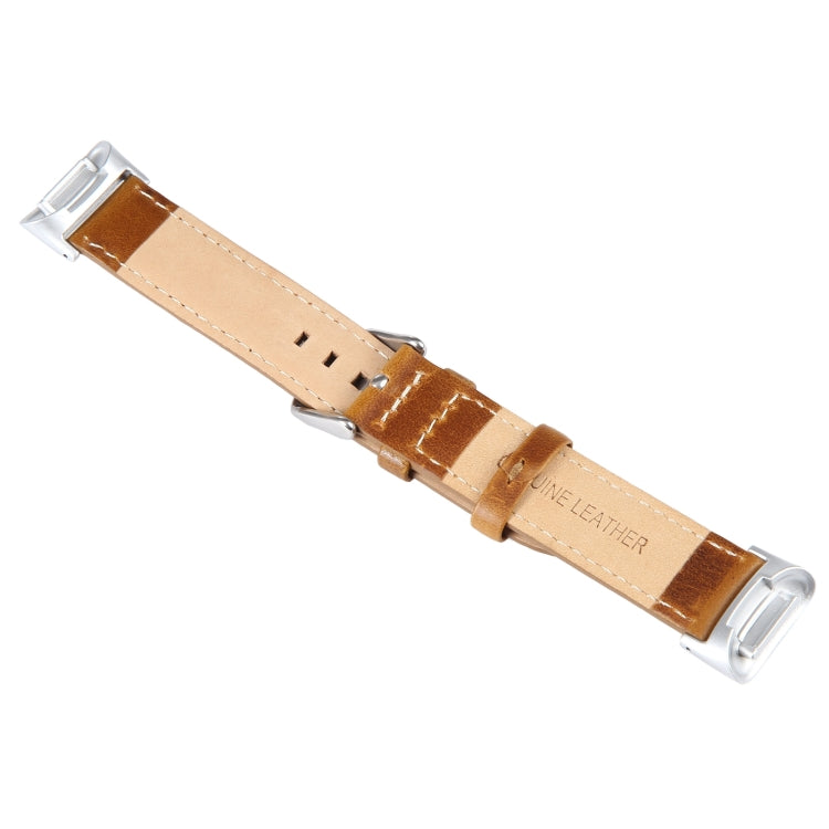 For Fitbit Charge 5 18mm Bamboo Joint Texture Genuine Leather Watch Band(Light Brown) - free shipping - PMC TechLife - Order now!