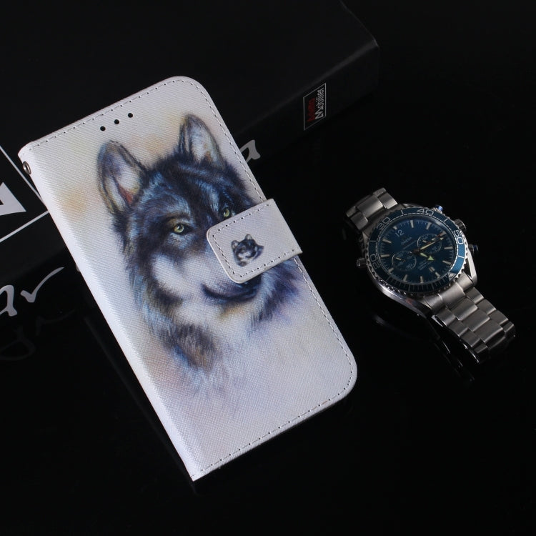 For iPhone 16 Coloured Drawing Flip Leather Phone Case(White Wolf) - iPhone 16 Cases by PMC TechLife | Online Shopping South Africa | PMC TechLife | Buy Now Pay Later Mobicred