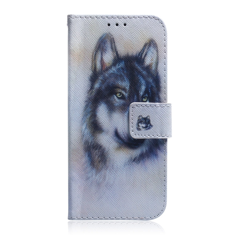 For iPhone 16 Coloured Drawing Flip Leather Phone Case(White Wolf) - iPhone 16 Cases by PMC Jewellery | Online Shopping South Africa | PMC Jewellery | Buy Now Pay Later Mobicred