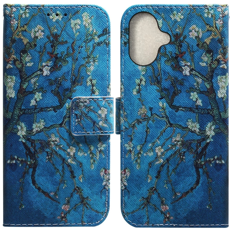 For iPhone 16 Coloured Drawing Flip Leather Phone Case(Apricot) - iPhone 16 Cases by PMC TechLife | Online Shopping South Africa | PMC TechLife | Buy Now Pay Later Mobicred