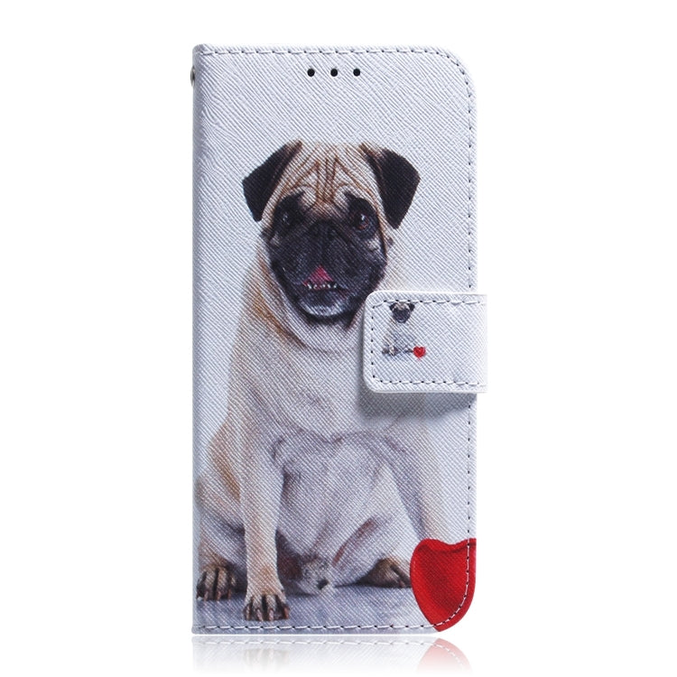 For iPhone 16 Coloured Drawing Flip Leather Phone Case(Pug) - iPhone 16 Cases by PMC Jewellery | Online Shopping South Africa | PMC Jewellery | Buy Now Pay Later Mobicred