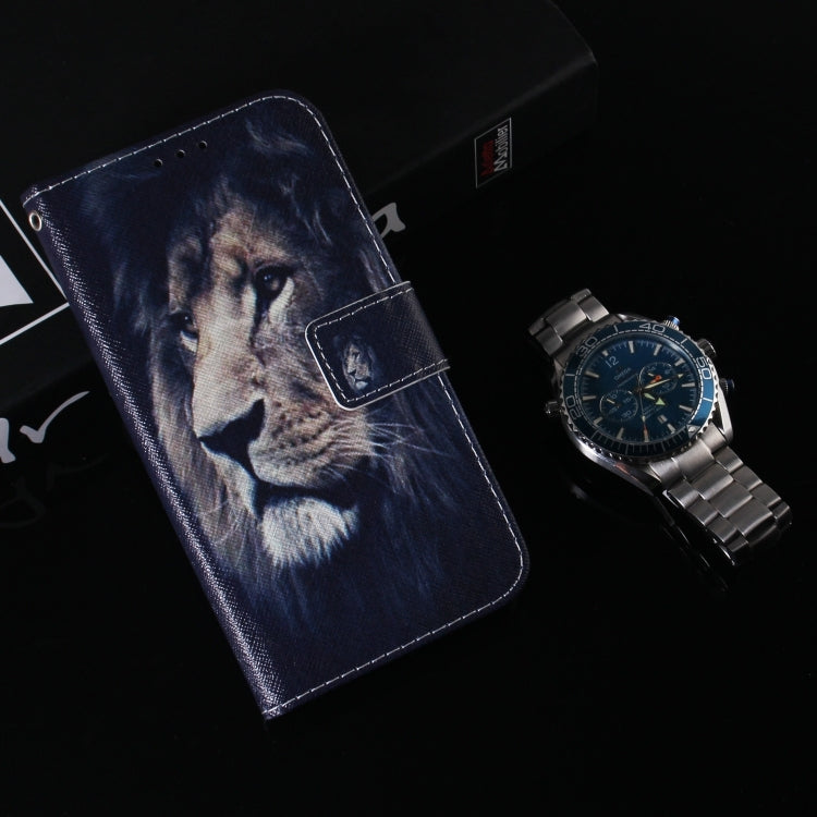 For iPhone 16 Coloured Drawing Flip Leather Phone Case(Lion) - iPhone 16 Cases by PMC Jewellery | Online Shopping South Africa | PMC Jewellery | Buy Now Pay Later Mobicred