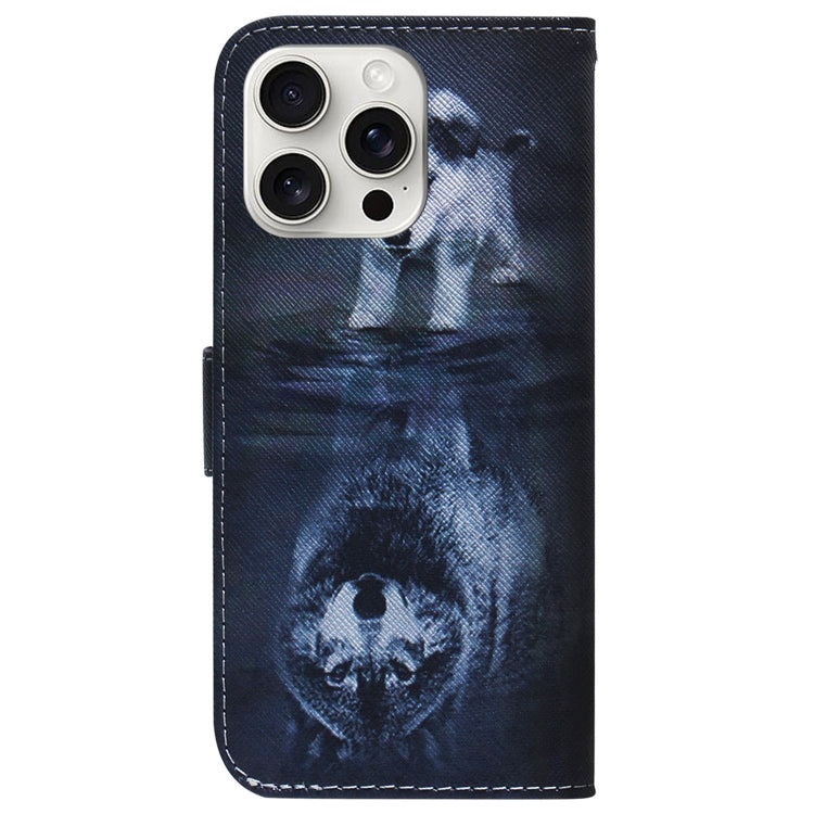For iPhone 16 Pro Coloured Drawing Flip Leather Phone Case(Wolf and Dog) - iPhone 16 Pro Cases by PMC TechLife | Online Shopping South Africa | PMC TechLife | Buy Now Pay Later Mobicred