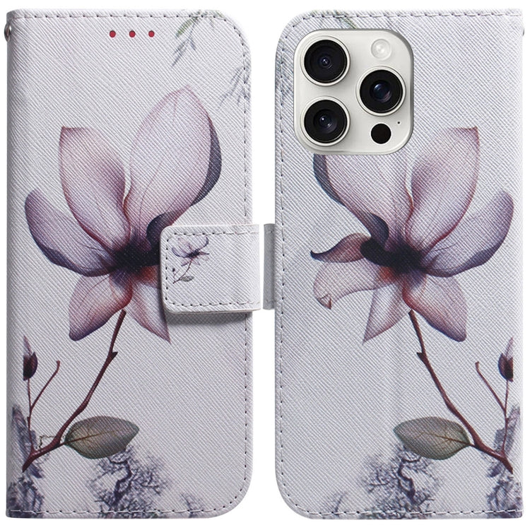 For iPhone 16 Pro Coloured Drawing Flip Leather Phone Case(Magnolia) - iPhone 16 Pro Cases by PMC TechLife | Online Shopping South Africa | PMC TechLife | Buy Now Pay Later Mobicred