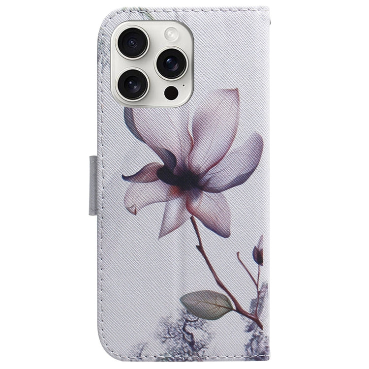 For iPhone 16 Pro Coloured Drawing Flip Leather Phone Case(Magnolia) - iPhone 16 Pro Cases by PMC TechLife | Online Shopping South Africa | PMC TechLife | Buy Now Pay Later Mobicred