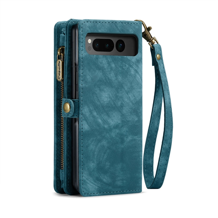 For Google Pixel Fold CaseMe 008 Detachable Multifunctional Retro Frosted Horizontal Flip Phone Leather Case with Zipper Wallet(Blue) - Google Cases by CaseMe | Online Shopping South Africa | PMC Jewellery | Buy Now Pay Later Mobicred