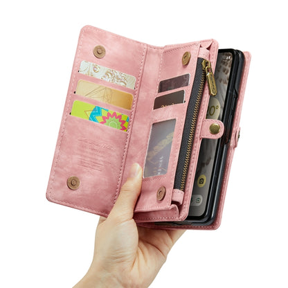 For Google Pixel Fold CaseMe 008 Detachable Multifunctional Retro Frosted Horizontal Flip Phone Leather Case with Zipper Wallet(Pink) - Google Cases by CaseMe | Online Shopping South Africa | PMC Jewellery | Buy Now Pay Later Mobicred