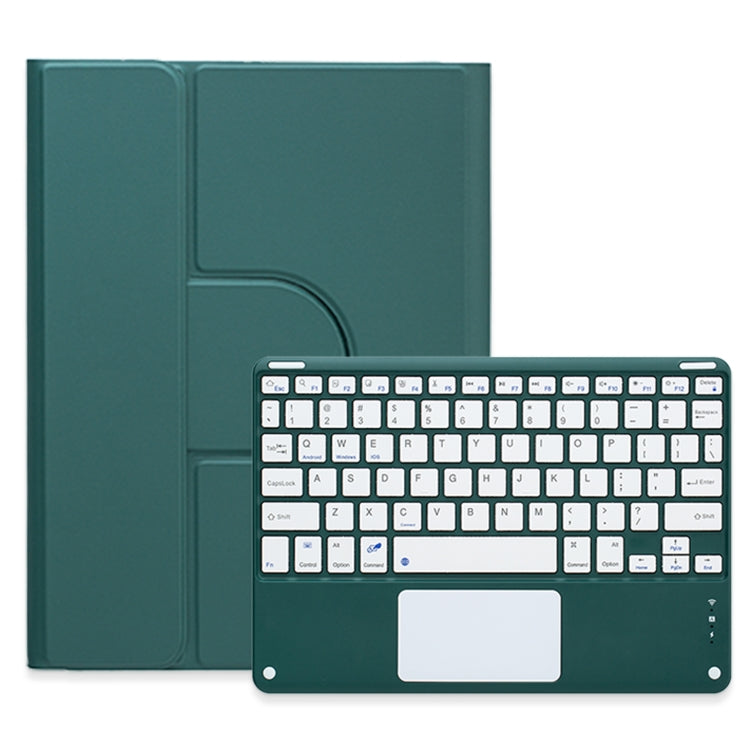 For iPad 10.2 2021 / Air 2019 Square Button 360 Degree Rotatable Bluetooth Keyboard Leather Case with Touchpad(Dark Green) - Universal by PMC TechLife | Online Shopping South Africa | PMC TechLife
