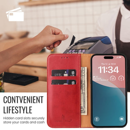 For iPhone 16 Fierre Shann PU Genuine Leather Texture Phone Case(Red) - iPhone 16 Cases by FIERRE SHANN | Online Shopping South Africa | PMC Jewellery | Buy Now Pay Later Mobicred