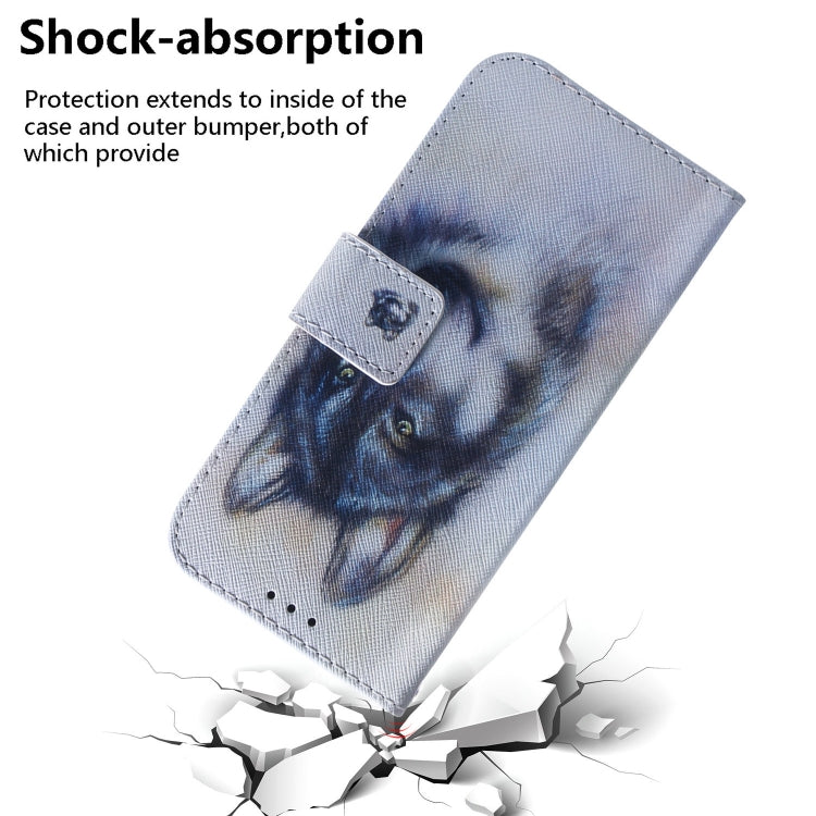 For OPPO A60 4G Coloured Drawing Flip Leather Phone Case(White Wolf) - OPPO Cases by PMC Jewellery | Online Shopping South Africa | PMC Jewellery | Buy Now Pay Later Mobicred