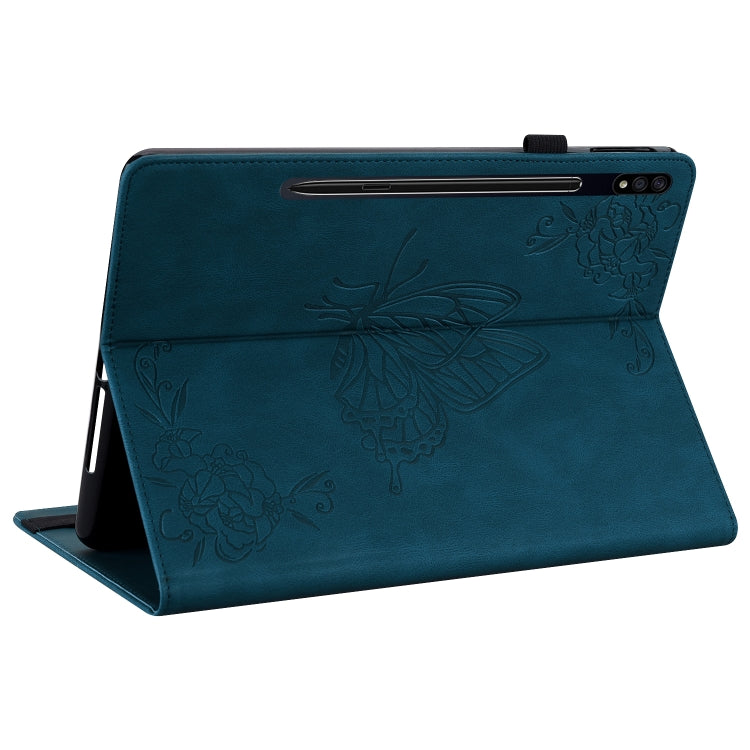 For Samsung Galaxy Tab S9+ Butterfly Flower Embossed Leather Tablet Case(Blue) - Galaxy Tab S9+ Cases by PMC Jewellery | Online Shopping South Africa | PMC Jewellery | Buy Now Pay Later Mobicred