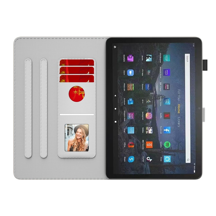 For Amazon Fire Max 11 Watercolor Pattern Flip Leather Tablet Case(Cyan Green) - Amazon by PMC TechLife | Online Shopping South Africa | PMC TechLife | Buy Now Pay Later Mobicred