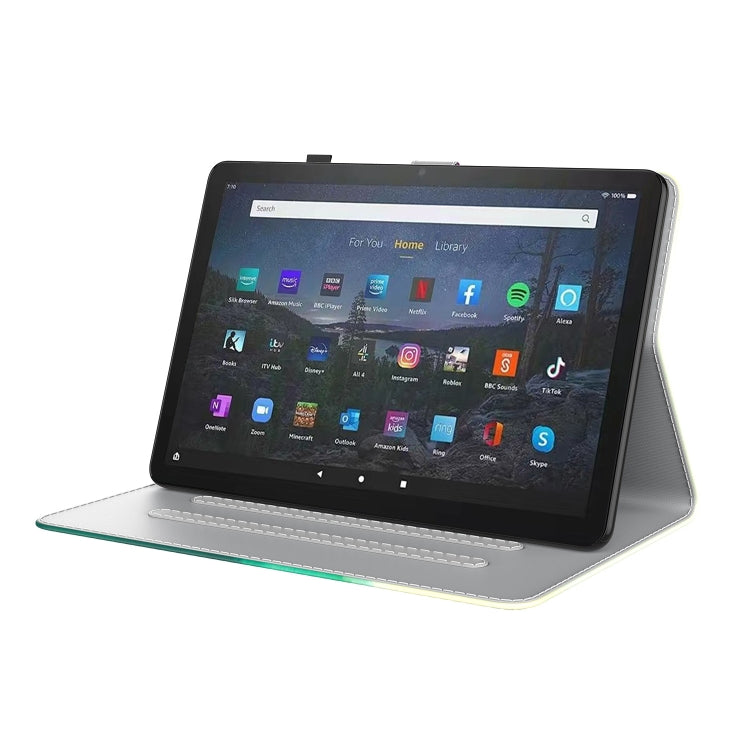 For Amazon Fire Max 11 Watercolor Pattern Flip Leather Tablet Case(Cyan Green) - Amazon by PMC TechLife | Online Shopping South Africa | PMC TechLife | Buy Now Pay Later Mobicred