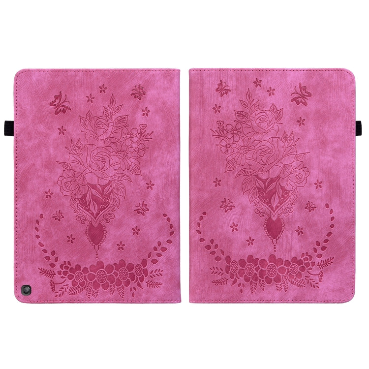 For Amazon Fire HD 10 2023 Butterfly Rose Embossed Leather Tablet Case(Rose Red) - Amazon by PMC TechLife | Online Shopping South Africa | PMC TechLife | Buy Now Pay Later Mobicred