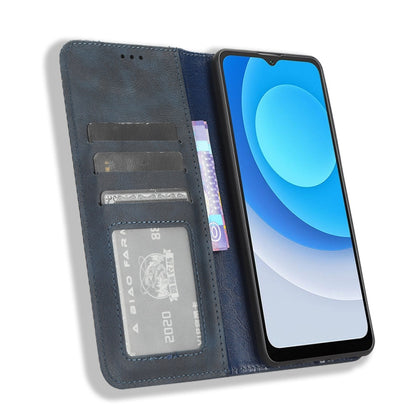 For Blackview A53 / A53 Pro Magnetic Buckle Retro Texture Leather Phone Case(Blue) - More Brand by PMC Jewellery | Online Shopping South Africa | PMC Jewellery