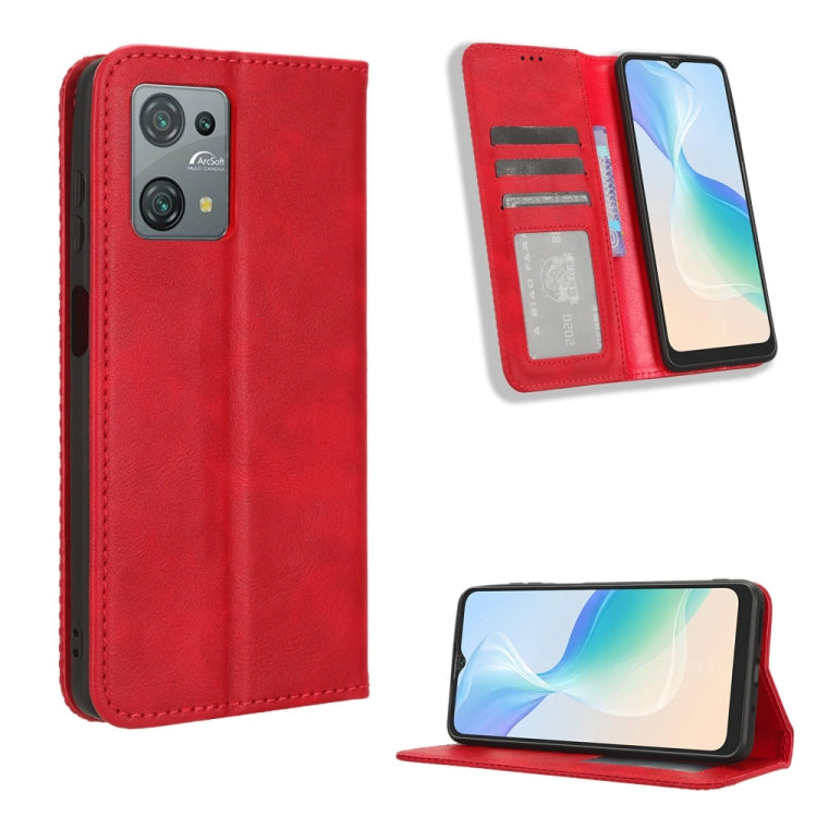 For Blackview Oscal C30 / C30 Pro Magnetic Buckle Retro Texture Leather Phone Case(Red) - More Brand by PMC TechLife | Online Shopping South Africa | PMC TechLife
