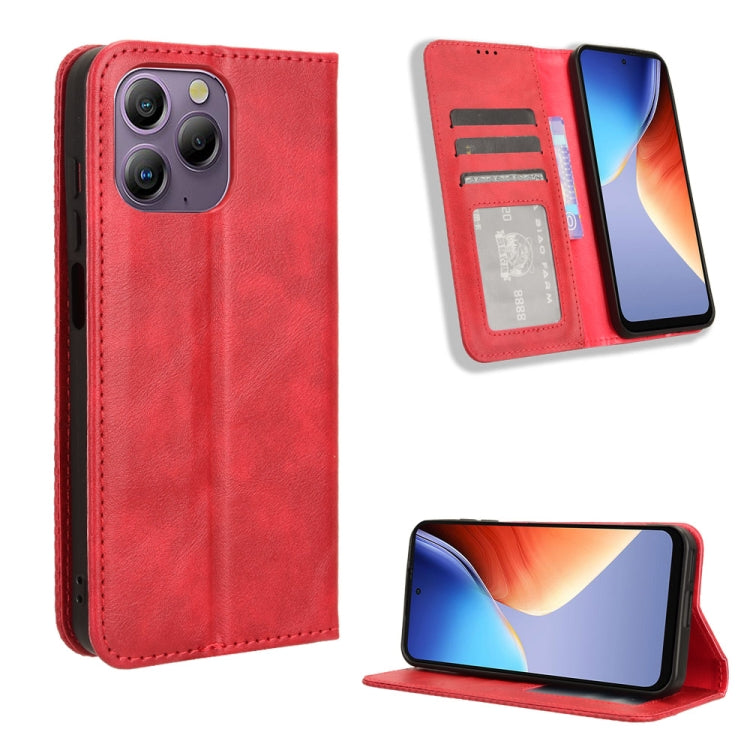 For Blackview A96 Magnetic Buckle Retro Texture Leather Phone Case(Red) - More Brand by PMC TechLife | Online Shopping South Africa | PMC TechLife