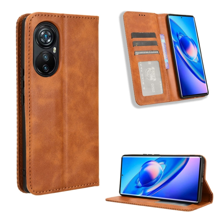 For Blackview A200 Pro Magnetic Buckle Retro Texture Leather Phone Case(Brown) - More Brand by PMC Jewellery | Online Shopping South Africa | PMC Jewellery