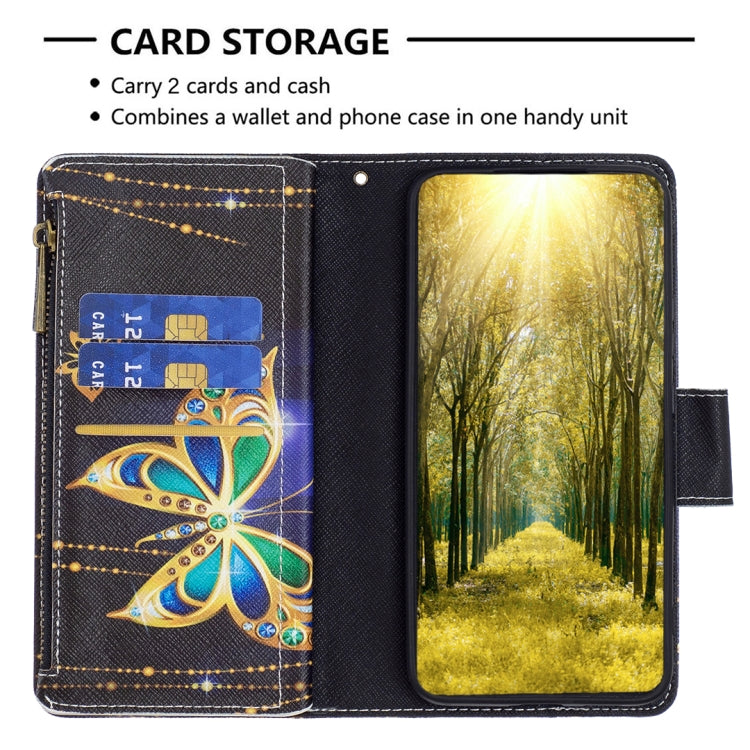 For Samsung Galaxy A55 Colored Drawing Pattern Zipper Leather Phone Case(Big Butterfly) - Galaxy Phone Cases by PMC TechLife | Online Shopping South Africa | PMC TechLife