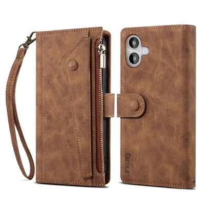 For iPhone 16 Plus ESEBLE Retro Frosted RFID Flip Leather Phone Case(Brown) - iPhone 16 Plus Cases by ESEBLE | Online Shopping South Africa | PMC Jewellery | Buy Now Pay Later Mobicred