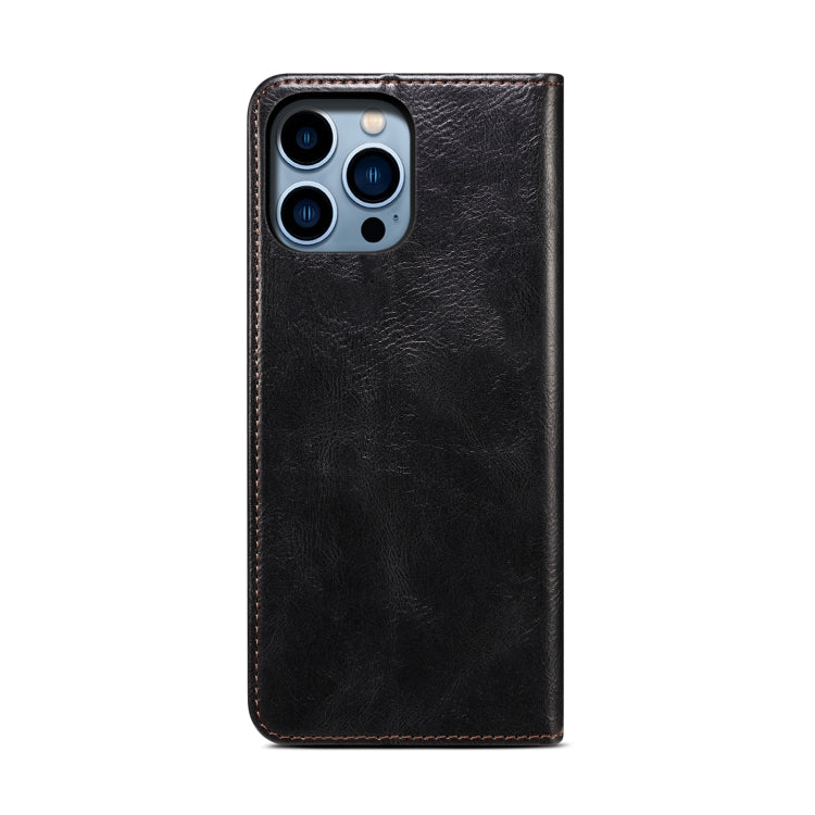 For iPhone 16 Pro Max Oil Wax Crazy Horse Texture Leather Phone Case(Black) - iPhone 16 Pro Max Cases by PMC Jewellery | Online Shopping South Africa | PMC Jewellery | Buy Now Pay Later Mobicred