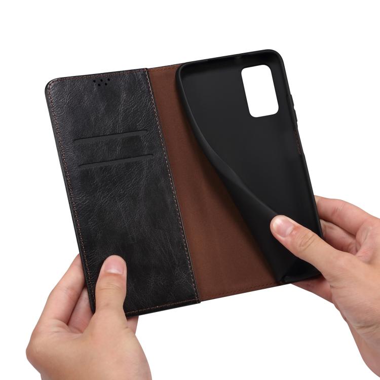 For iPhone 16e Oil Wax Crazy Horse Texture Leather Phone Case(Black) - iPhone 16e Cases by PMC TechLife | Online Shopping South Africa | PMC TechLife | Buy Now Pay Later Mobicred