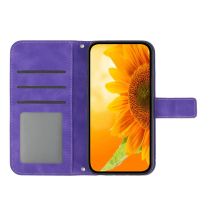 For Google Pixel 9 Pro Skin Feel Sun Flower Embossed Flip Leather Phone Case with Lanyard(Dark Purple) - Google Cases by PMC Jewellery | Online Shopping South Africa | PMC Jewellery | Buy Now Pay Later Mobicred