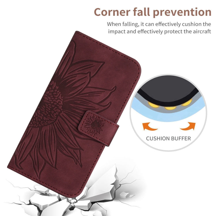 For Google Pixel 9 Skin Feel Sun Flower Embossed Flip Leather Phone Case with Lanyard(Wine Red) - Google Cases by PMC Jewellery | Online Shopping South Africa | PMC Jewellery | Buy Now Pay Later Mobicred