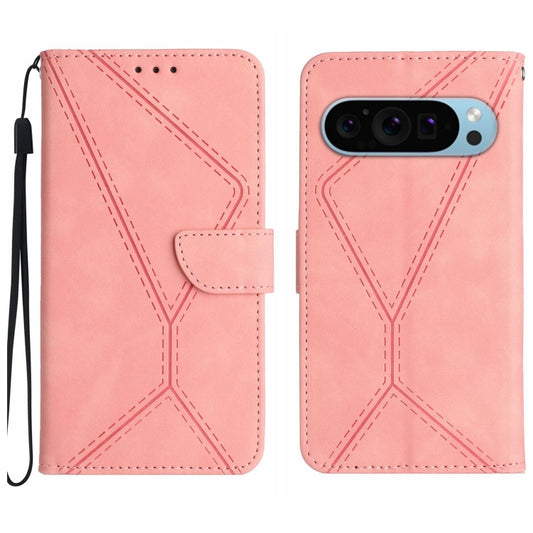 For Google Pixel 9 Pro Stitching Embossed Leather Phone Case(Pink) - Google Cases by PMC Jewellery | Online Shopping South Africa | PMC Jewellery | Buy Now Pay Later Mobicred