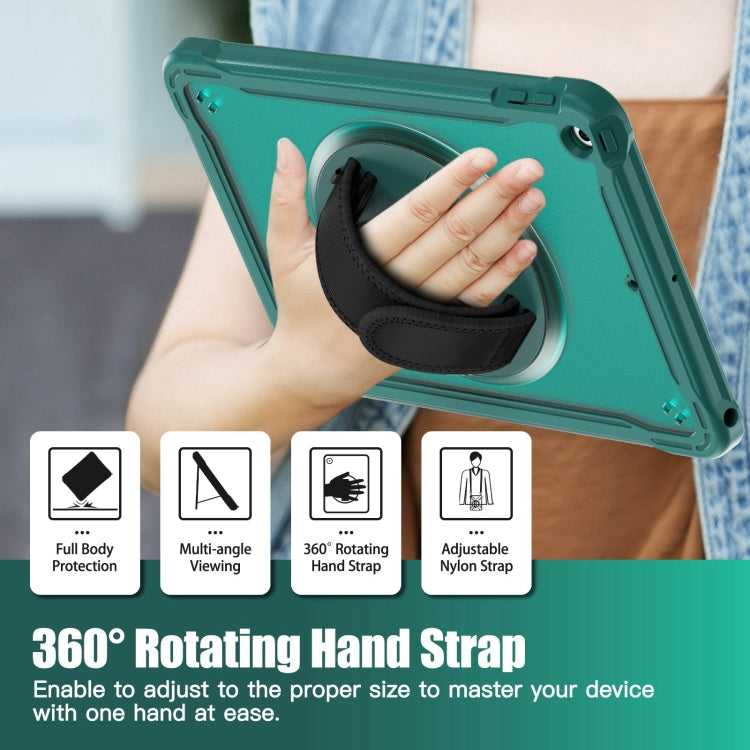 For iPad 10.2 2021 / 2020 / 2019 Heavy Duty Hybrid Tablet Case with Handle & Strap(Dark Green) - iPad 10.2 Cases by PMC Jewellery | Online Shopping South Africa | PMC Jewellery